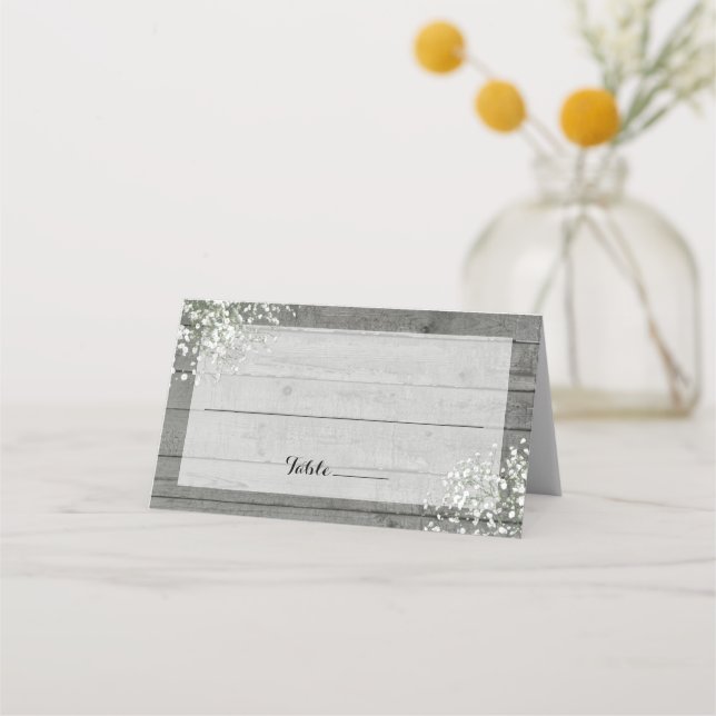 DE MESA CARTÃO RUSTIC BABY'S BREATH PLACE (Frente)