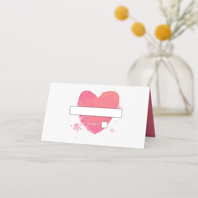 De Mesa Cartão Rustic Watercolor Heart Place (Frente)