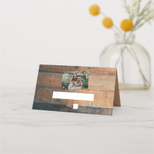 De Mesa Cartão Rustic Wood Photo Weding Place