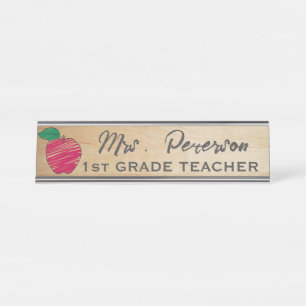 De Mesa Cute Crayon Apple Placa Personalizada em Madeira p