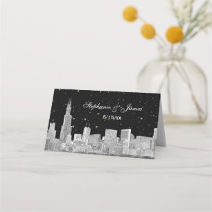 De Mesa Etch Chicago Starry Skyline DIY BG Cartão Escort 