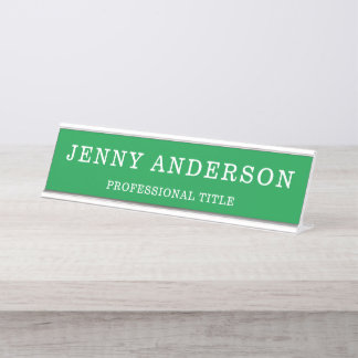 De Mesa Nome Branco Verde e Nome do Título Desk Placa
