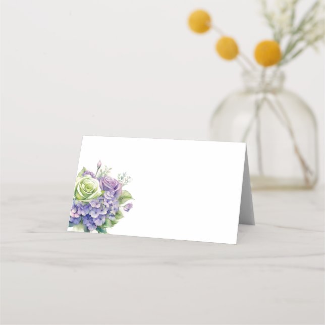 De Mesa Nome dobrado Colocar Hydrangeas do Cartão (Frente)