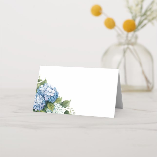 De Mesa Nome dobrado Inserir Hydrangeas Azuis do Cartão (Frente)