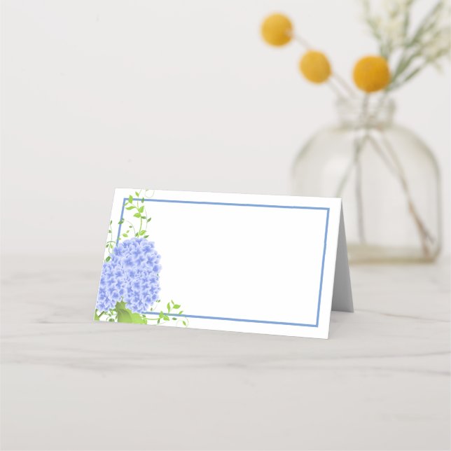 De Mesa Nome dobrado Inserir Hydrangeas Azuis do Cartão (Frente)