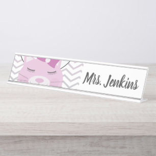 De Mesa Pink Cat Elementar Professores Nome Placa