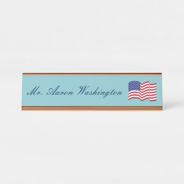 De Mesa Placa com o nome da bandeira americana  (Frente)