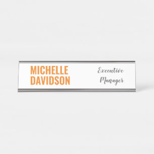 De Mesa Placa Minimalista Laranja Branco Moderna Profissio