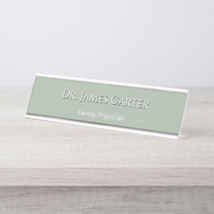 De Mesa Placa Personalizada Verde Sage Estilo Minimalista
