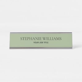 De Mesa Placa Personalizada Verde Sage Minimalista