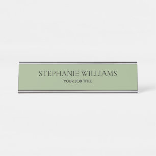 De Mesa Placa Personalizada Verde Sage Minimalista