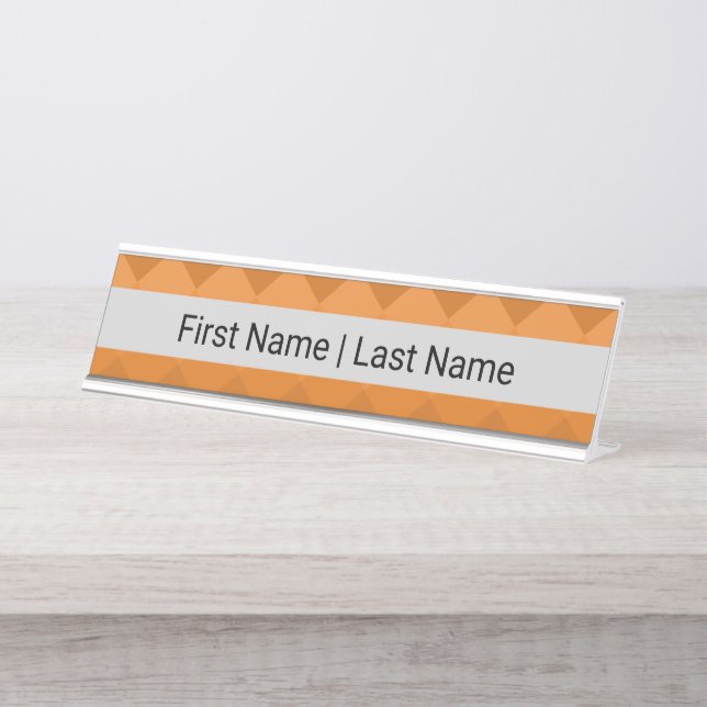 De Mesa Sans Serif Font Cinza Orange Desk Name Placa (Frente)