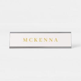 De Mesa Simples Placa Personalizada Dourada Ecru