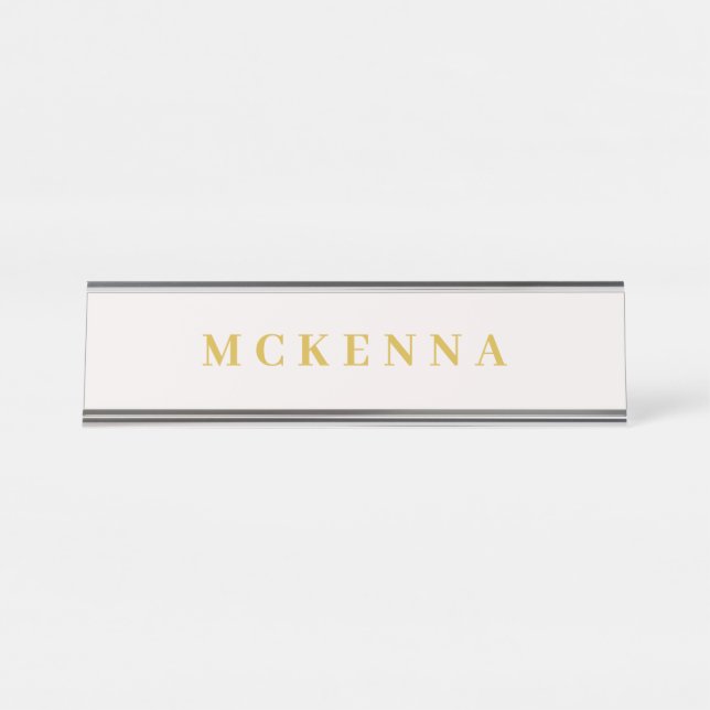 De Mesa Simples Placa Personalizada Dourada Ecru (Frente)