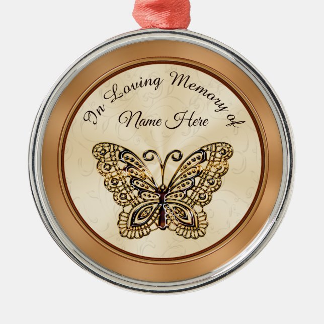 De Metal Borboleta Dourado ornamento personalizados da (Frente)