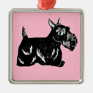 De Metal Cão do Scottie com o ornamento quadrado superior