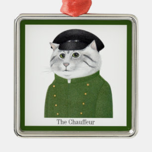 De Metal CHAUFFEUR CAT Premium Ornamento Quadrado + Texto