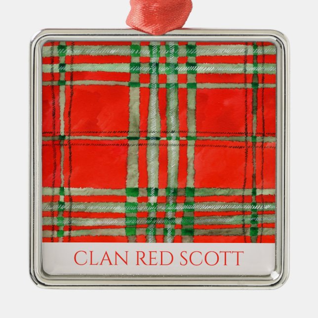 De Metal CLAN RED SCOTT Premium - Ornamento Quadrado (Frente)
