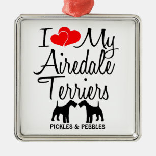 De Metal Costume Amo Meu Ornamento Airedale Terriers