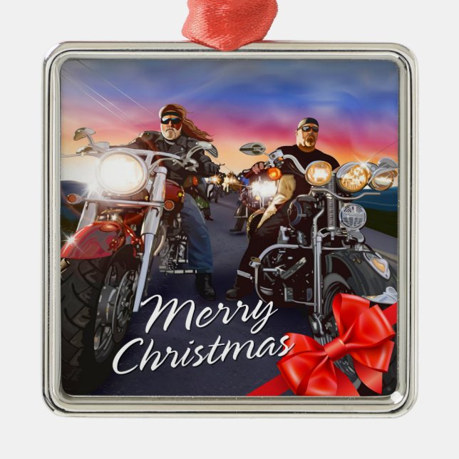 De Metal Feliz Natal Bikers 1 Ornamento (Frente)