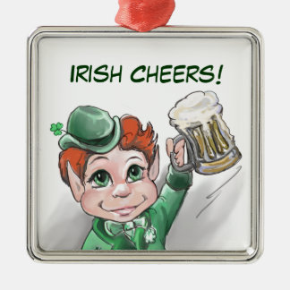 De Metal Irlandês Cheers! Ornamento Quadrado Retrato Premiu