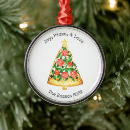 De Metal Joy Pizza Love Pizza Slice Cerâmica Ornamento