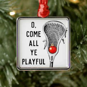 De Metal Lacrosse Holiday Oferece Ornamento Metálico