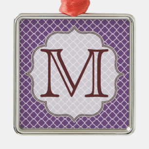 De Metal Lavanda Triterfoil Latti Monograma Ornamento