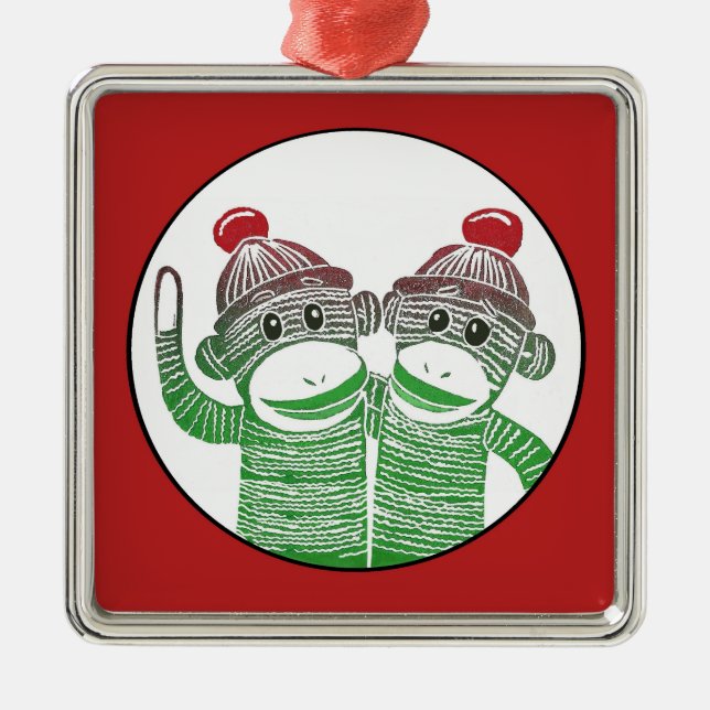 De Metal Macacos da peúga com o ornamento vermelho do (Frente)