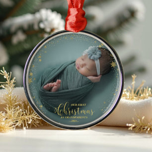 De Metal Nosso Primeiro Natal Como Vovô Ornamento Fotográfi