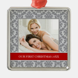 De Metal Nossos primeiros ornamento do feriado da foto do