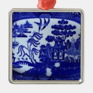 De Metal O ornamento azul quadrado do salgueiro ilumina