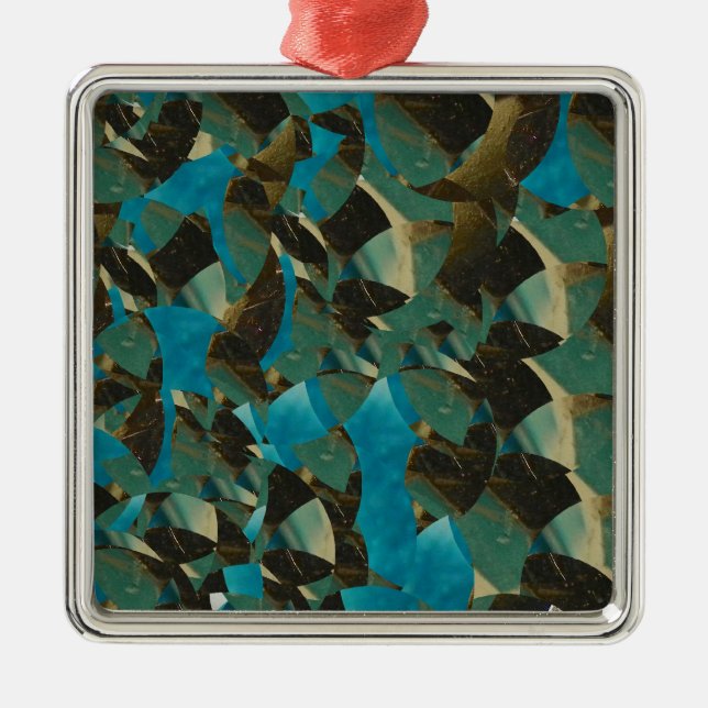 De Metal Ornamento Azul Mosaico (Frente)