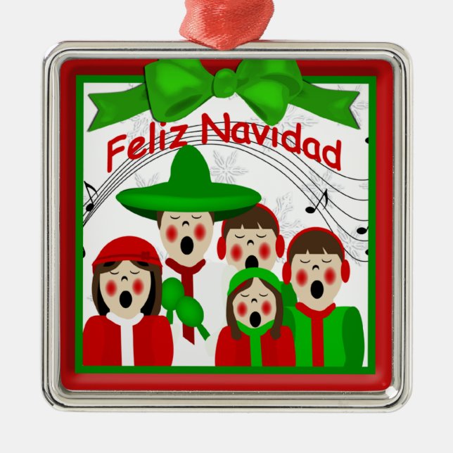 De Metal Ornamento Cinco da Família Carolers Mexicana Natal (Frente)