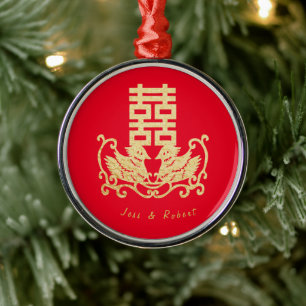 De Metal Ornamento da Felicidade Dupla