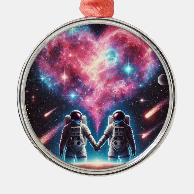 De Metal Ornamento do Astronauta Amor (Frente)