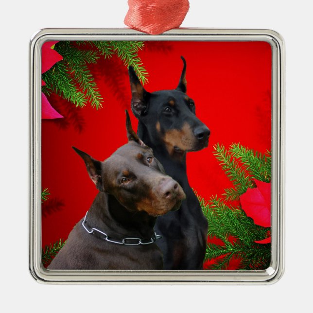 De Metal Ornamento do casal do Doberman (Frente)