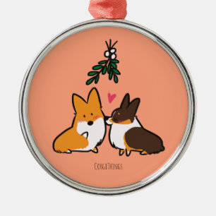 De Metal Ornamento do Corgi do beijo do visco