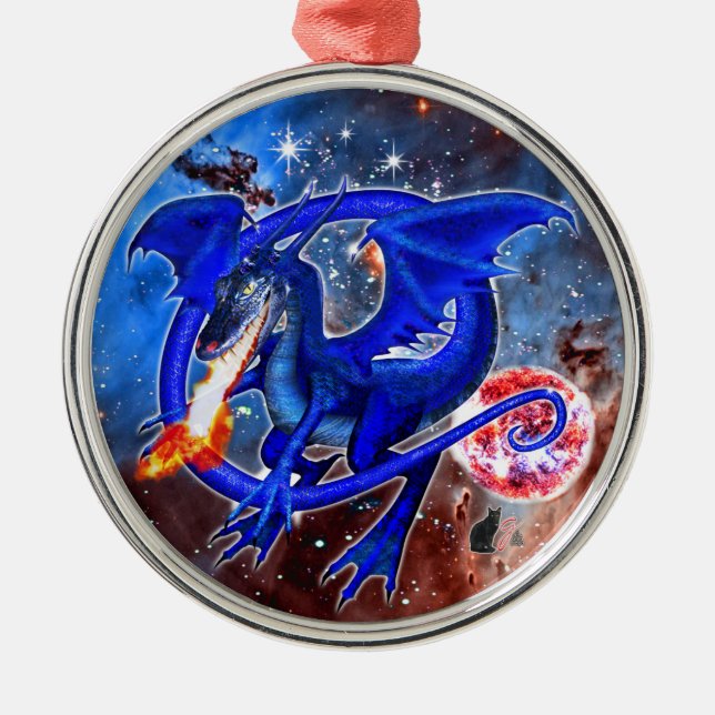 De Metal Ornamento do Dragão Cósmico Azurite (Frente)