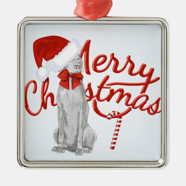 DE METAL ORNAMENTO DO FELIZ NATAL WEIMARANER (Frente)