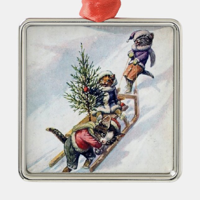 De Metal Ornamento do gato do natal vintage (Frente)