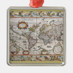 De Metal Ornamento do Mapa Mundial Antiquado