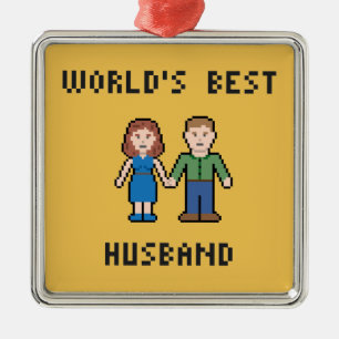 De Metal Ornamento do marido do mundo do pixel o melhor