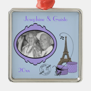De Metal Ornamento do Purple Paris Themed Photo Keepsaokê