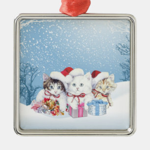De Metal Ornamento dos kittems do papai noel do Natal