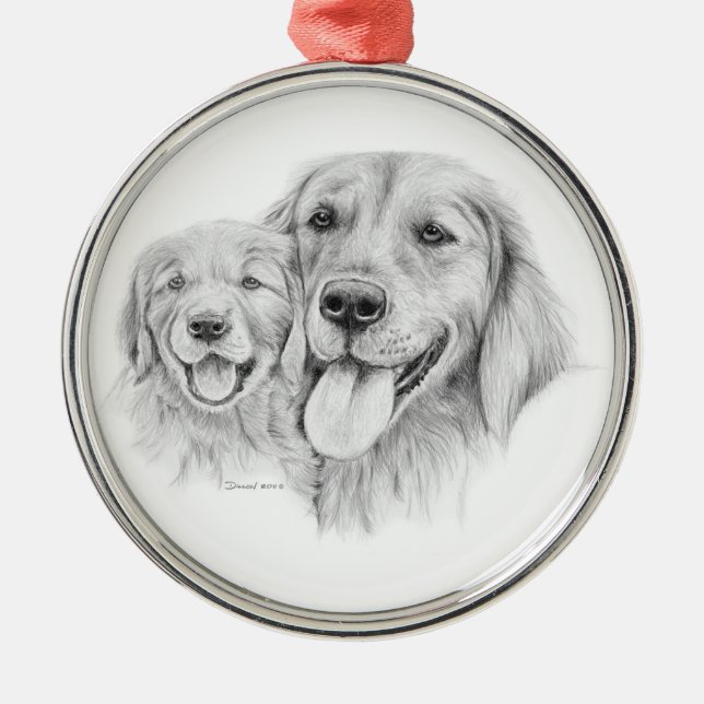 De Metal Ornamento dos Retrievers dourados (Frente)