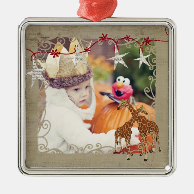 De Metal Ornamento dourado da foto da noite estrelado dos (Frente)