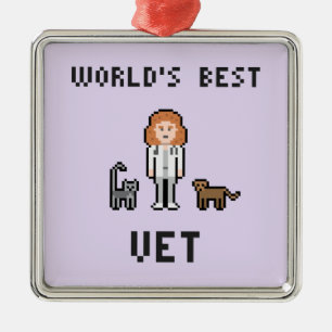 De Metal Ornamento fêmea do veterinário do mundo do pixel