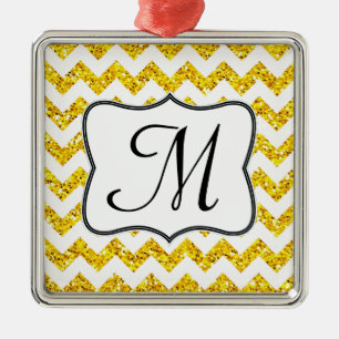 De Metal Ornamento Inicial do Monograma Amarelo Moderno