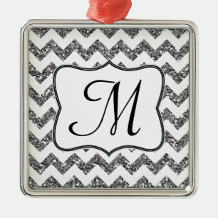 De Metal Ornamento Inicial do Monograma da Lente Prateada M